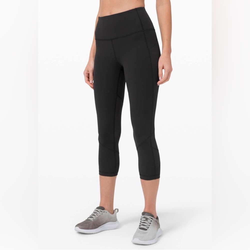 Lululemon Women Pace Rival HR High Rise Crop Black size 22” size 4 GUC